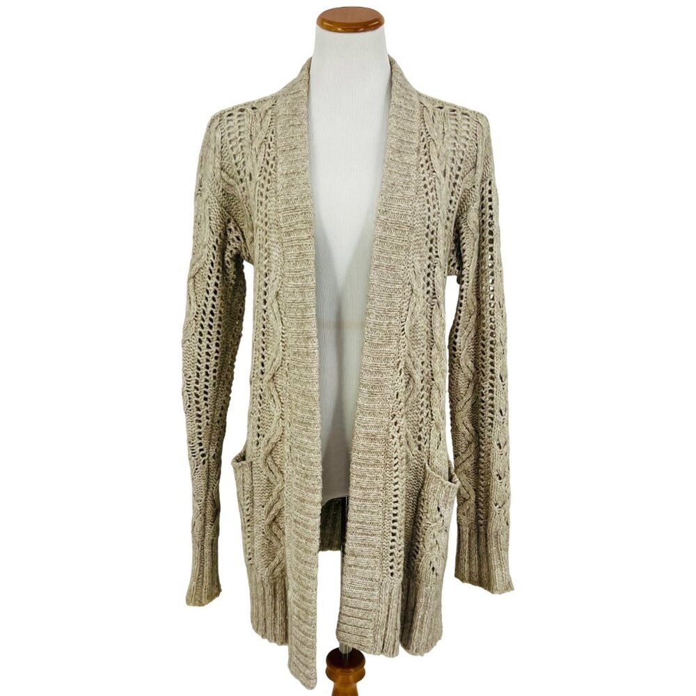 Vintage Aerie x American Eagle Open Front Relaxed Cable Knit Cardigan Sweater - Picture 2 of 12